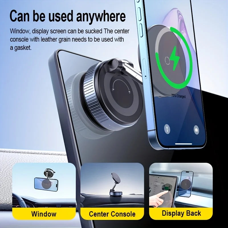 Magnetic Car Phone Holder 360° Rotation Folding With Vacuum Suction Cup. Car/Gym/Driving Phone Holder