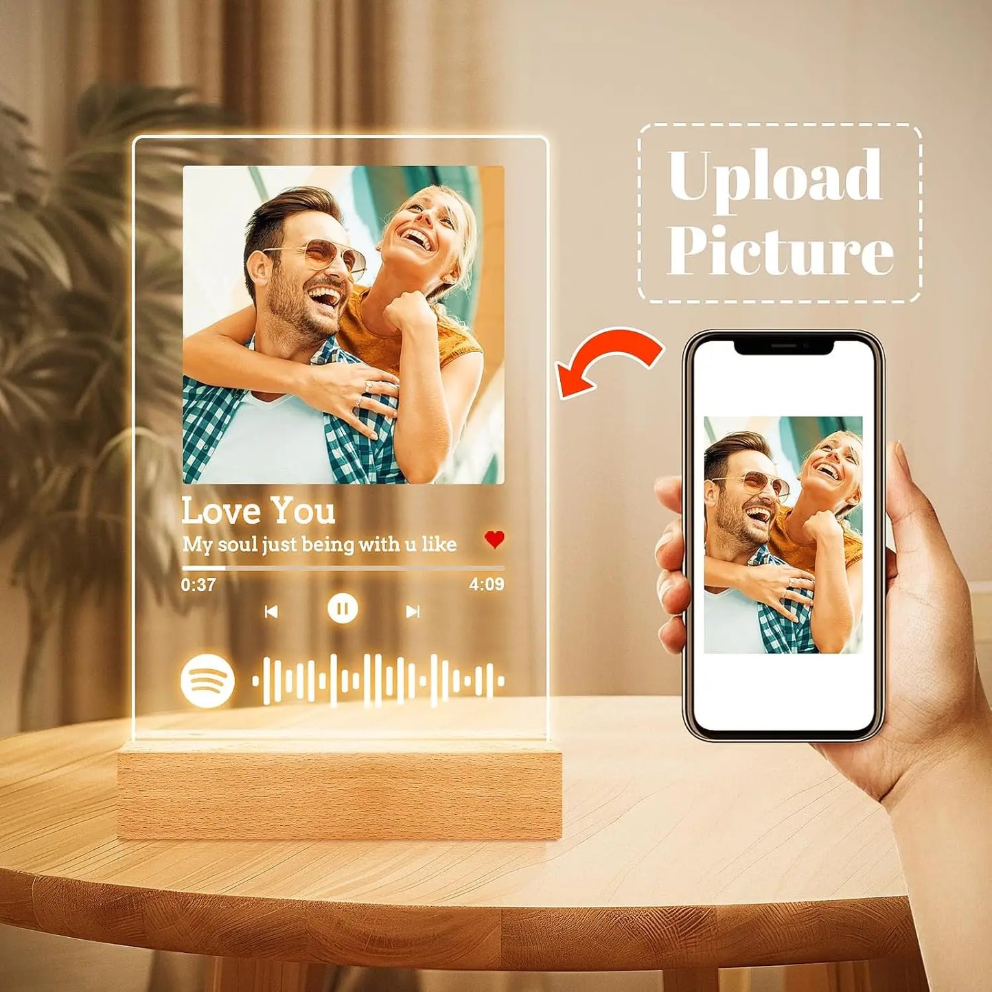 Customized Spotify Music Plaque Gifts For Anniversary Day Personalized Acrylic Photo Frame Lamp Custom Romantic Birthday Gifts