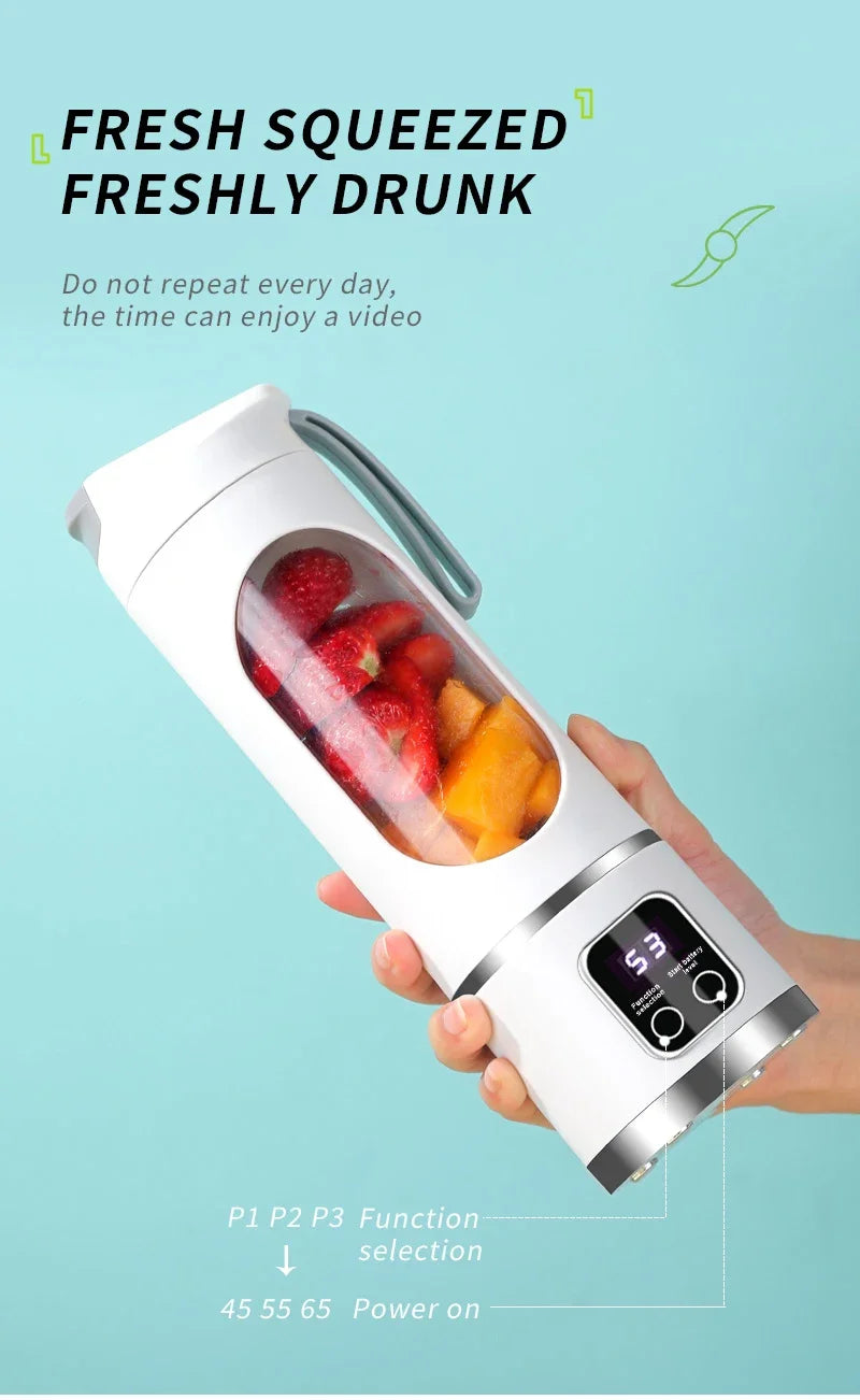2025 New Household Charging MINI Crushed Ice Electric Juicer Powerful Motor 450ML Large Capacity Digital Display Juice Cup