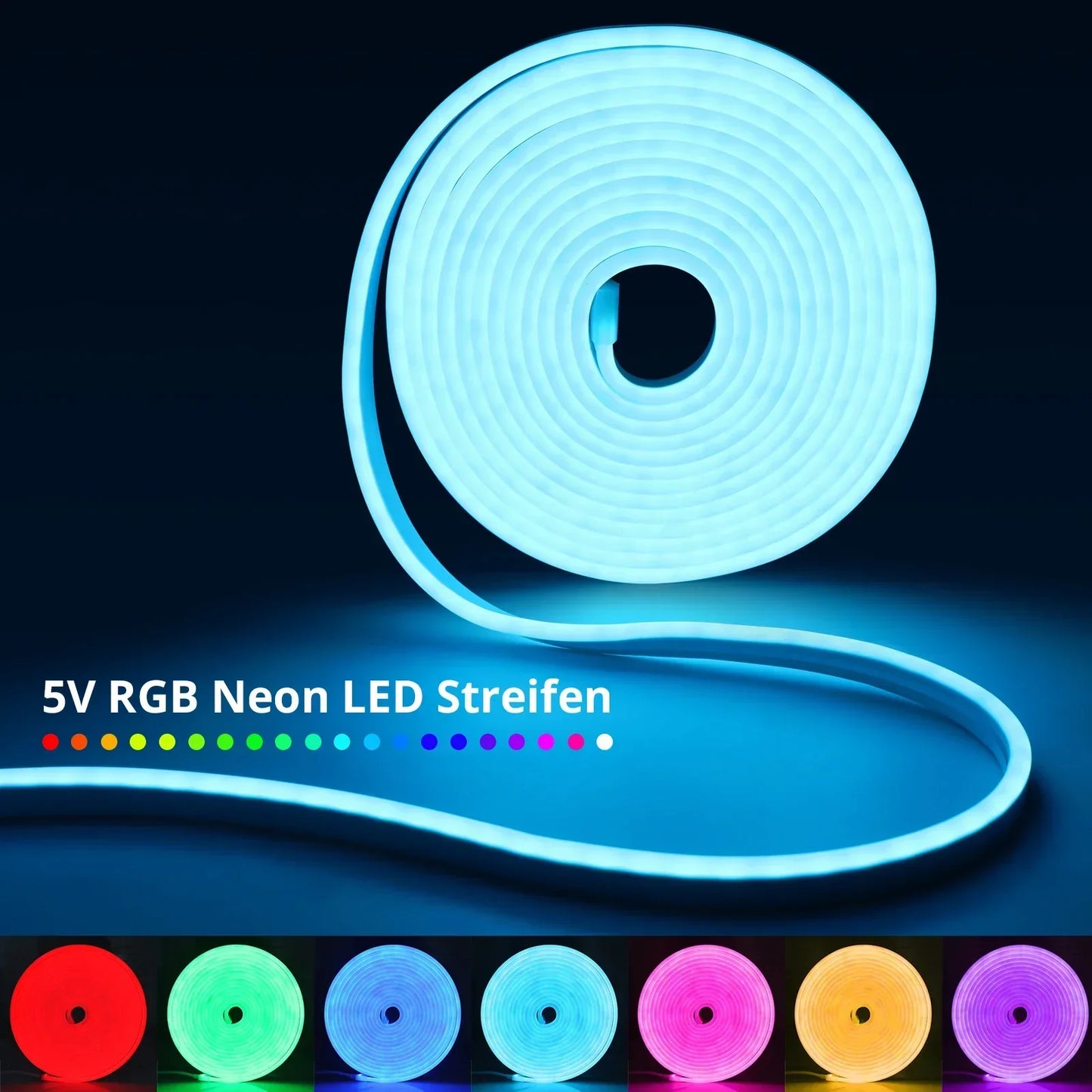 1-5m USB LED Strip Light RGB Neon Waterproof Flexible Ribbon Tape Bluetooth App Remote Control Home Room Decoration Music Sync