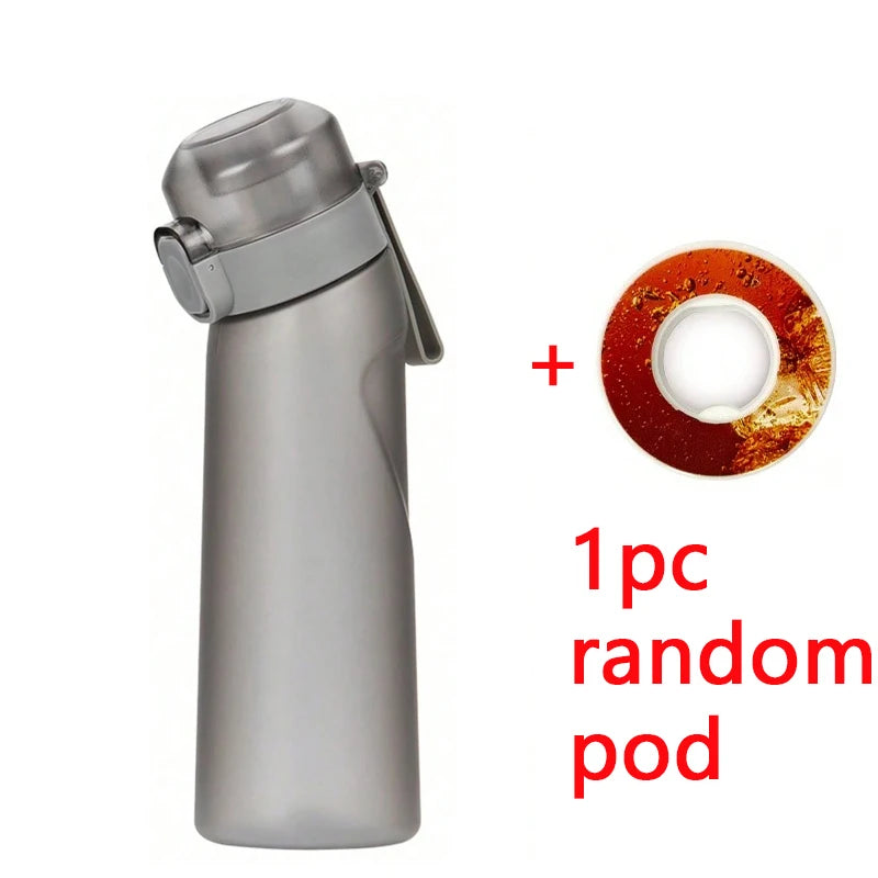 1pc Air Water Bottle With 1pc Random Round Shape Flavor Pod Sports Straw Plastic Cup Leak Proof Outdoor Travel Sports Bottles