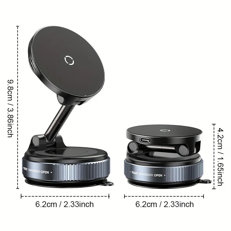 Magnetic Car Phone Holder 360° Rotation Folding With Vacuum Suction Cup. Car/Gym/Driving Phone Holder