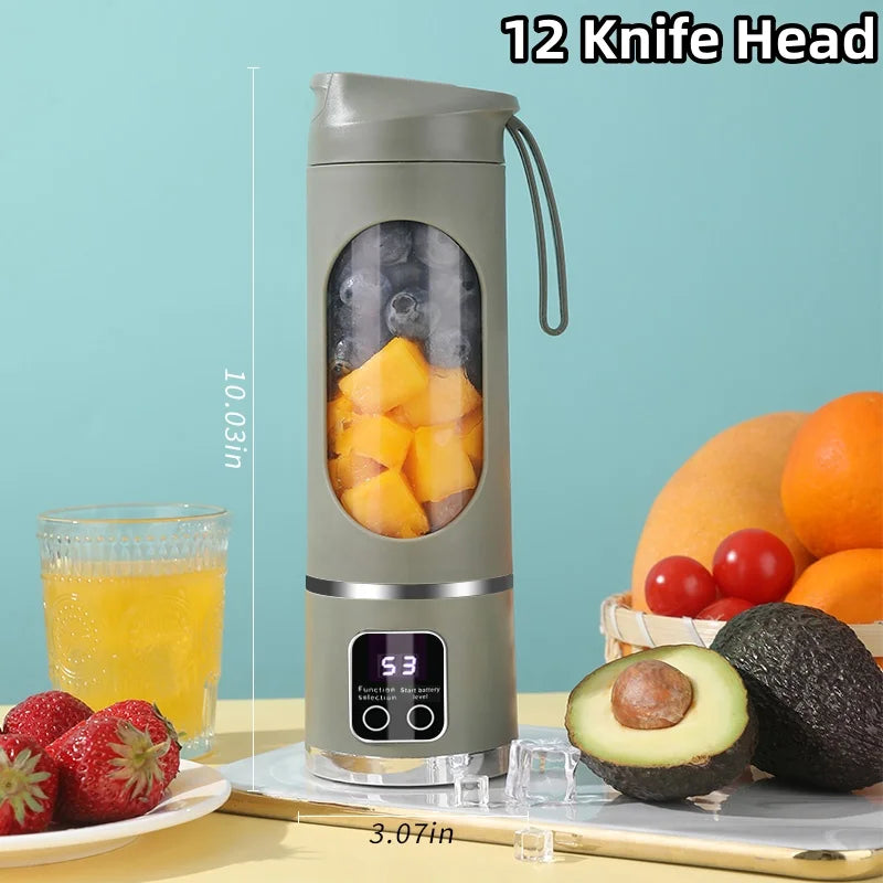 2025 New Household Charging MINI Crushed Ice Electric Juicer Powerful Motor 450ML Large Capacity Digital Display Juice Cup