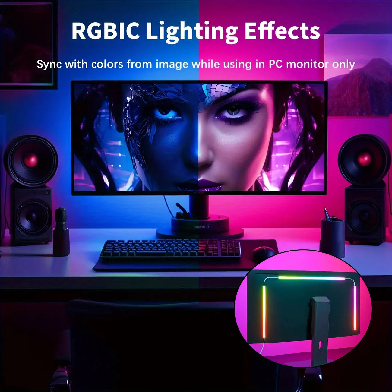 Smart LED Gaming Strip Light Computer Monitor Backlight Sync Strip Light RGB Light Bar Screen USB Gaming Bedroom Decor Lamp