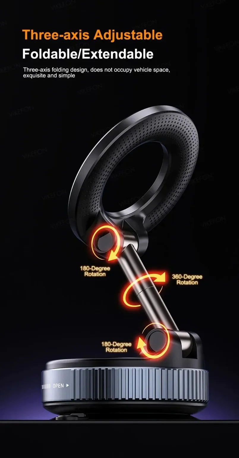 Magnetic Car Phone Holder 360° Rotation Folding With Vacuum Suction Cup. Car/Gym/Driving Phone Holder