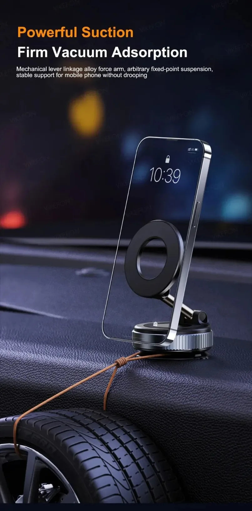 Magnetic Car Phone Holder 360° Rotation Folding With Vacuum Suction Cup. Car/Gym/Driving Phone Holder