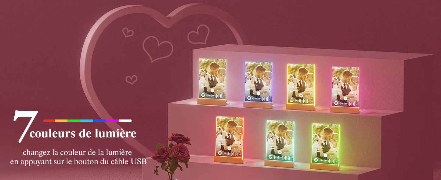 Customized Spotify Music Plaque Gifts For Anniversary Day Personalized Acrylic Photo Frame Lamp Custom Romantic Birthday Gifts