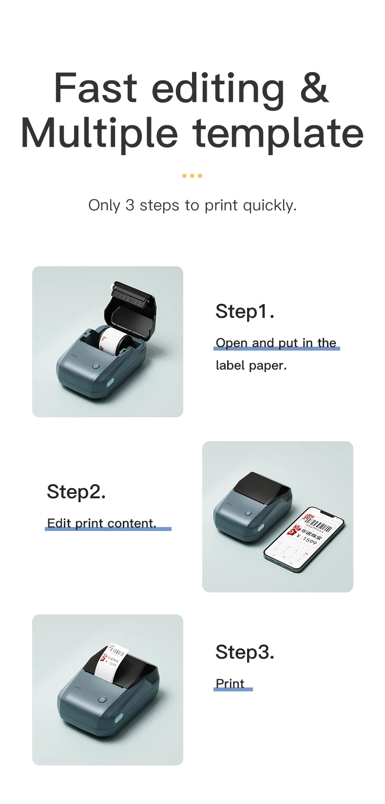 Niimbot B1 Mini Portable Thermal Printer Self-Adhesive Sticker Label Maker Pocket Printer Labeling Machine Bluetooth Niimbot B1