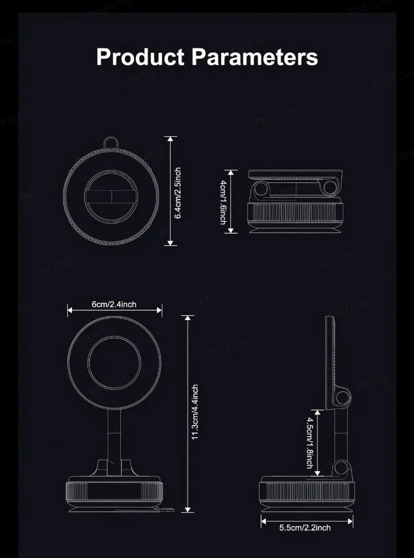 Magnetic Car Phone Holder 360° Rotation Folding With Vacuum Suction Cup. Car/Gym/Driving Phone Holder