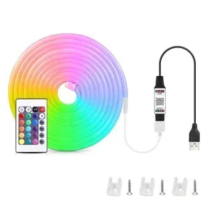 1-5m USB LED Strip Light RGB Neon Waterproof Flexible Ribbon Tape Bluetooth App Remote Control Home Room Decoration Music Sync