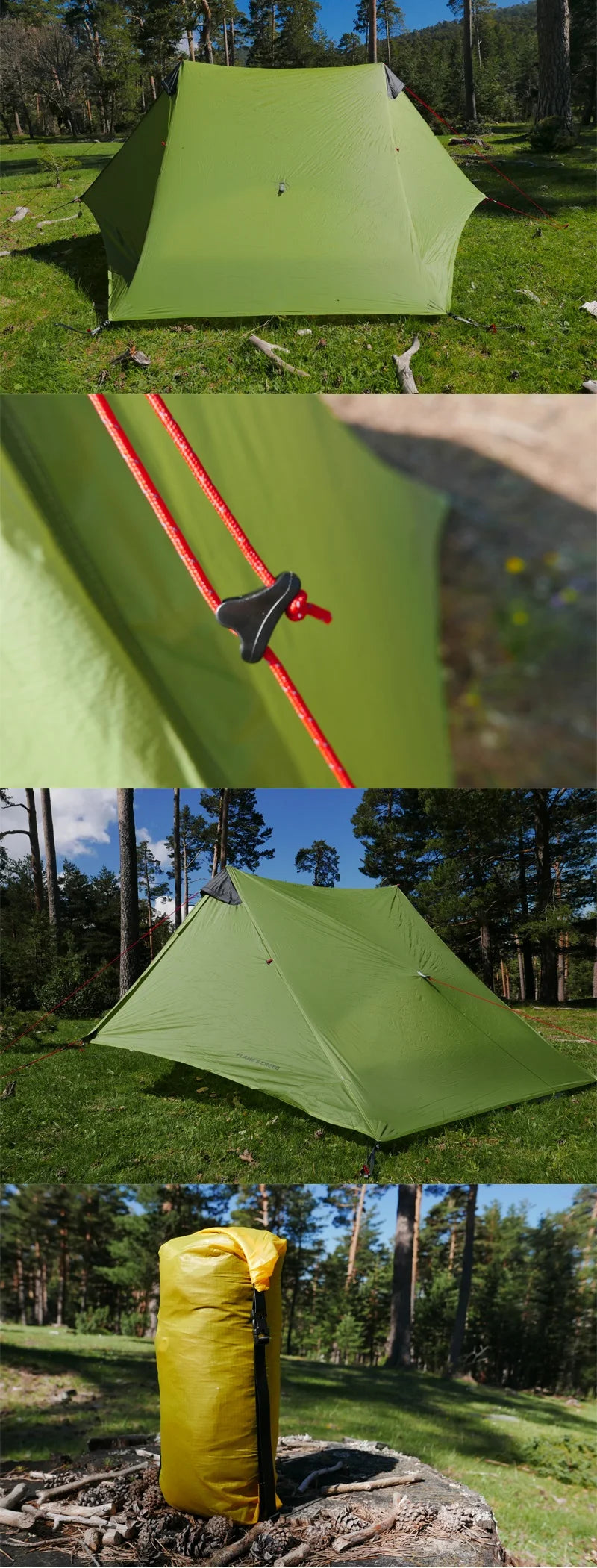 2024 New Version FLAME'S CREED LanShan 2 Person Oudoor Ultralight Camping Tent 3 Season Professional 15D Silnylon Rodless Tent