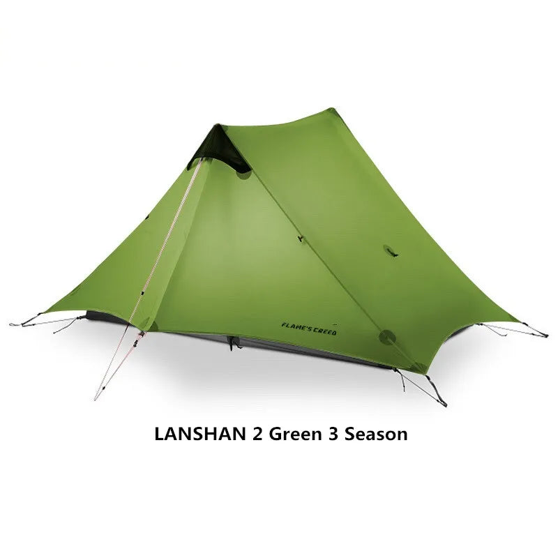 2024 New Version FLAME'S CREED LanShan 2 Person Oudoor Ultralight Camping Tent 3 Season Professional 15D Silnylon Rodless Tent