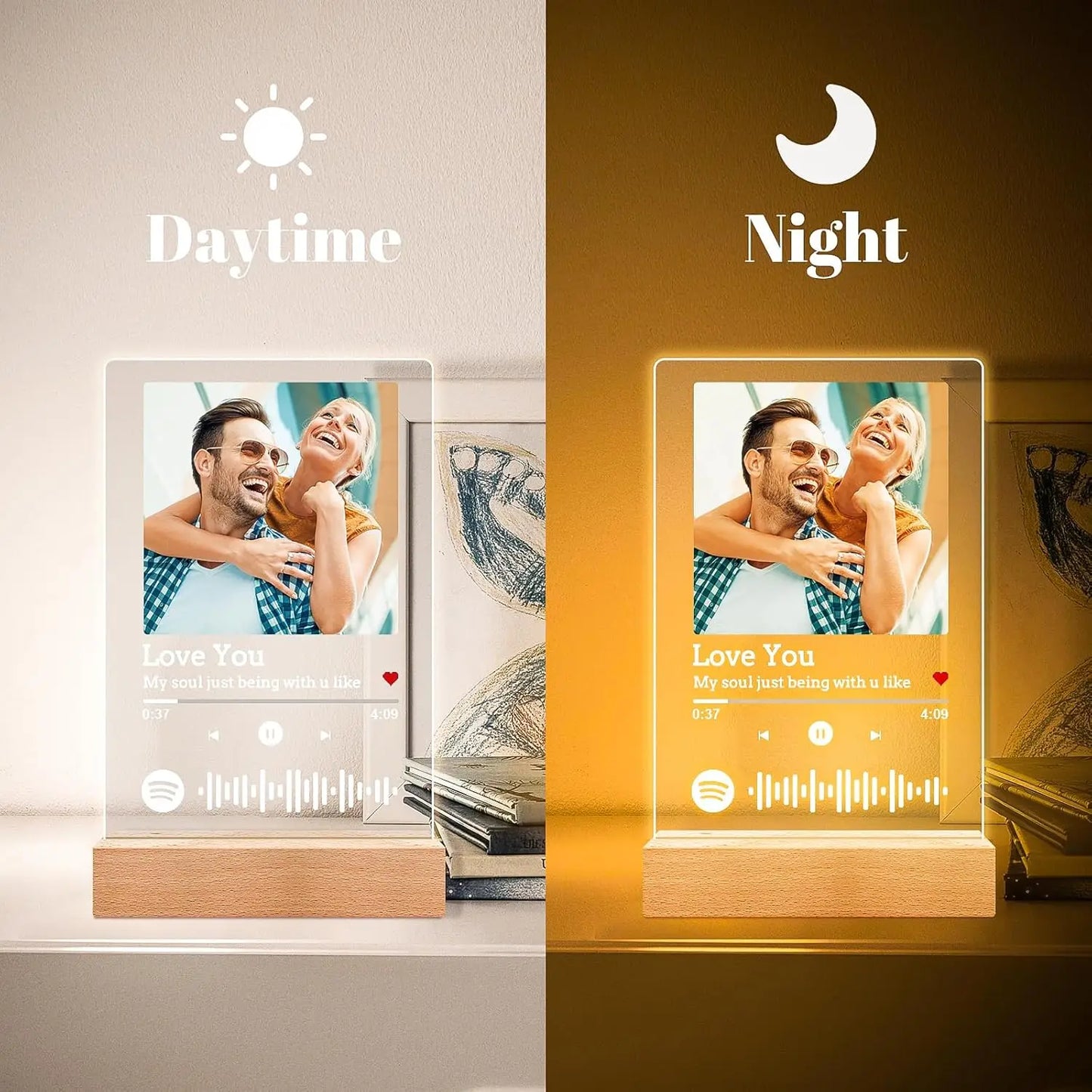 Customized Spotify Music Plaque Gifts For Anniversary Day Personalized Acrylic Photo Frame Lamp Custom Romantic Birthday Gifts