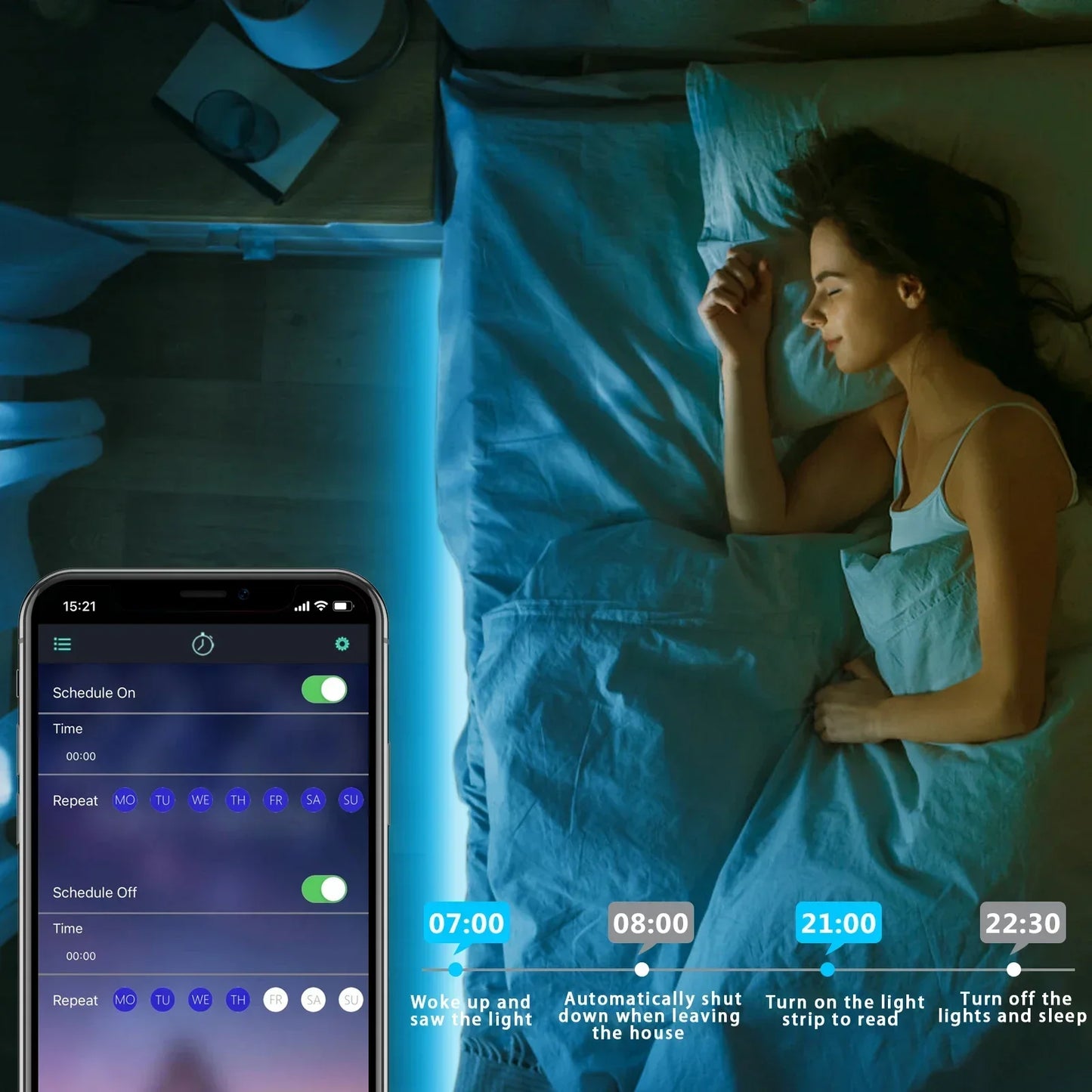 1-5m USB LED Strip Light RGB Neon Waterproof Flexible Ribbon Tape Bluetooth App Remote Control Home Room Decoration Music Sync