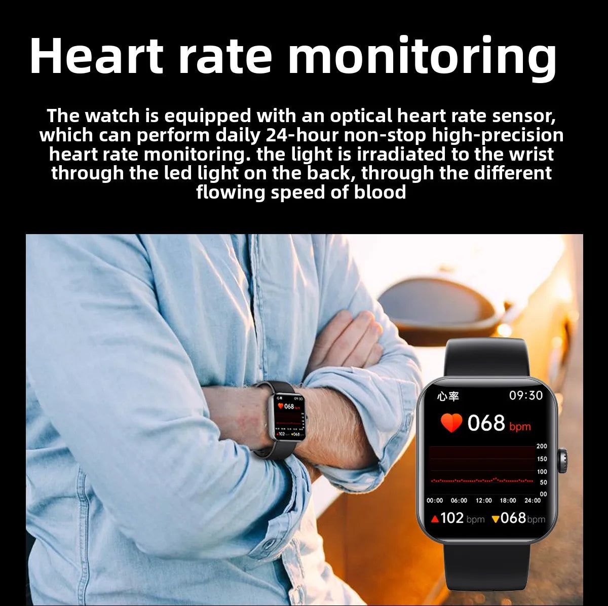 Temperature Monitoring Touch Screen  Blood Pressure Tracker Wearable Device Smartwatch Sports Fitness Tracker Voice Call Watch