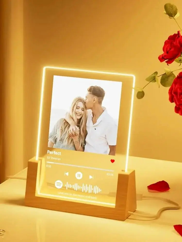 Customized Spotify Music Plaque Gifts For Anniversary Day Personalized Acrylic Photo Frame Lamp Custom Romantic Birthday Gifts
