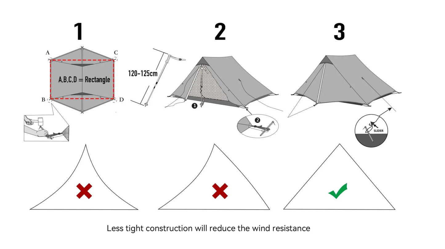 2024 New Version FLAME'S CREED LanShan 2 Person Oudoor Ultralight Camping Tent 3 Season Professional 15D Silnylon Rodless Tent