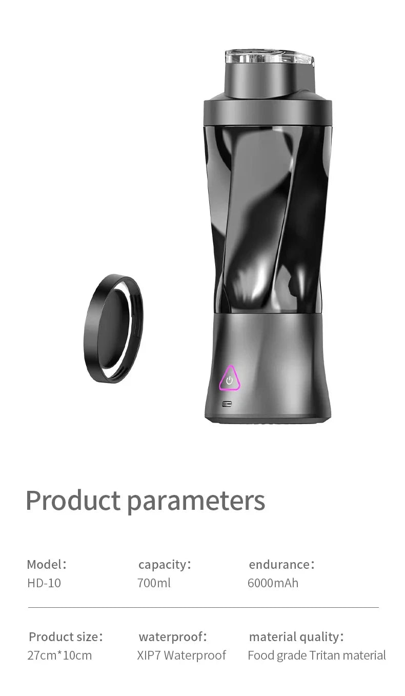 Electric Portable Juicer Fresh Fruit Mixer 700ML Multifunctional USB Rechargeable Shakes Smoothie Blender Outdoor Mixing Cup