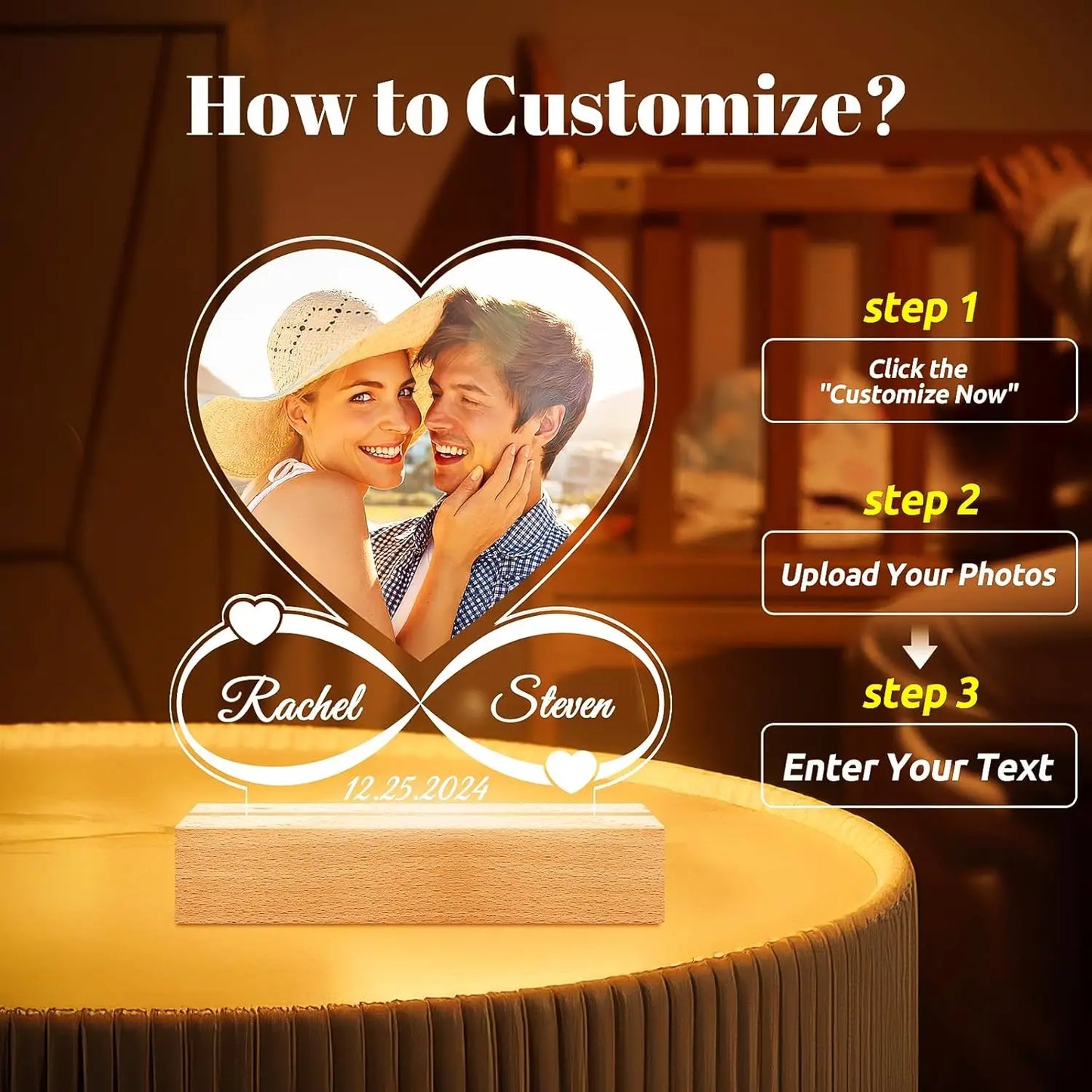 Customized Spotify Music Plaque Gifts For Anniversary Day Personalized Acrylic Photo Frame Lamp Custom Romantic Birthday Gifts