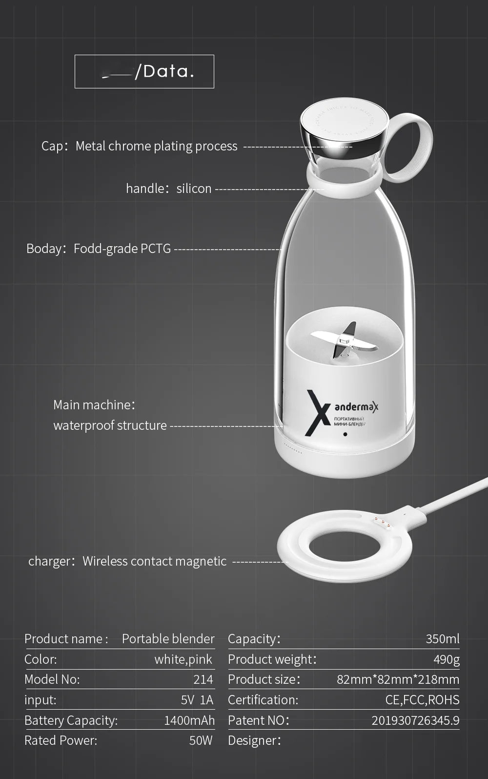Mini Portable Blender Electric Juicer Fruit Mixers Fruit Extractors Smoothies Mixer Multifunctional Juice Maker Machine Blender
