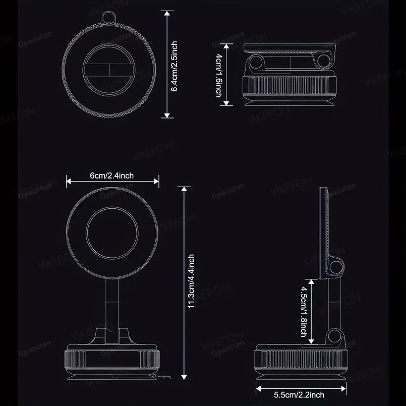 Magnetic Car Phone Holder 360° Rotation Folding With Vacuum Suction Cup. Car/Gym/Driving Phone Holder