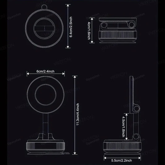 Magnetic Car Phone Holder 360° Rotation Folding With Vacuum Suction Cup. Car/Gym/Driving Phone Holder