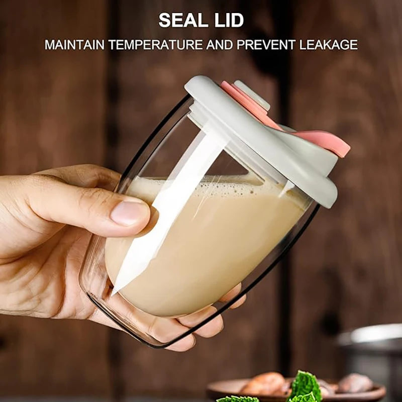 Double Wall Glass Cups with Lid, Reusable Insulated Tea Mug, Dishwasher Safe, Eco Friendly, Coffee Travel Mugs, Dishwasher Safe