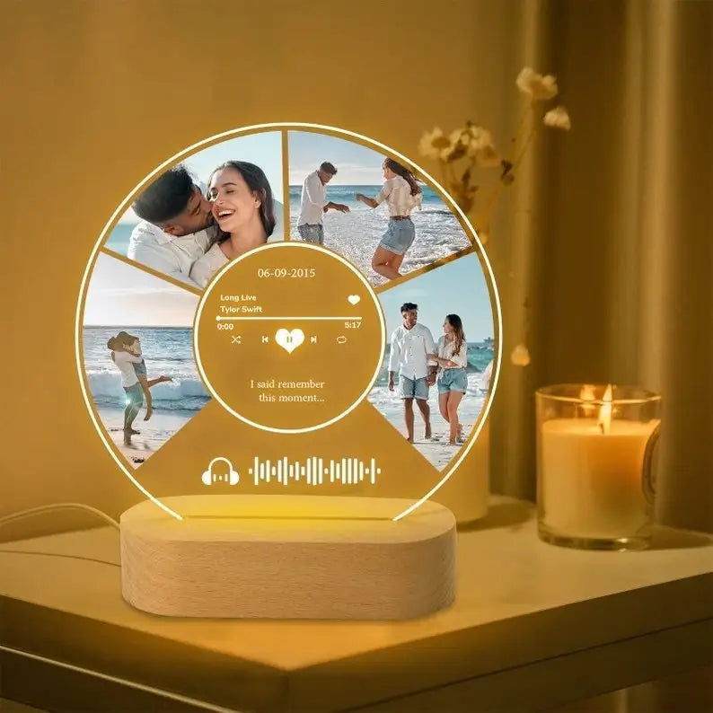 Customized Spotify Music Plaque Gifts For Anniversary Day Personalized Acrylic Photo Frame Lamp Custom Romantic Birthday Gifts