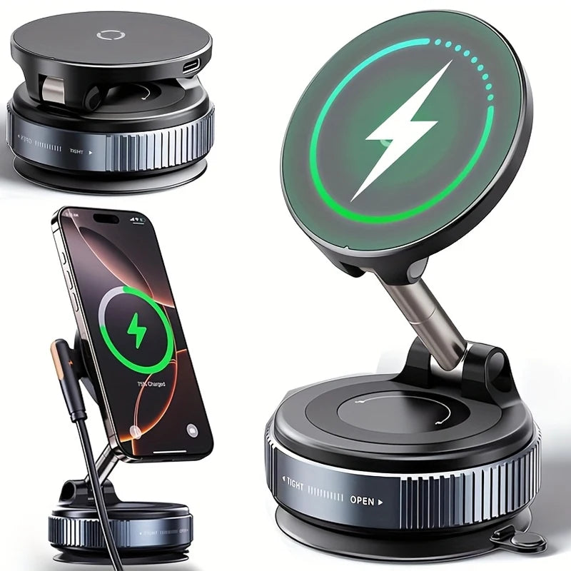 Magnetic Car Phone Holder 360° Rotation Folding With Vacuum Suction Cup. Car/Gym/Driving Phone Holder