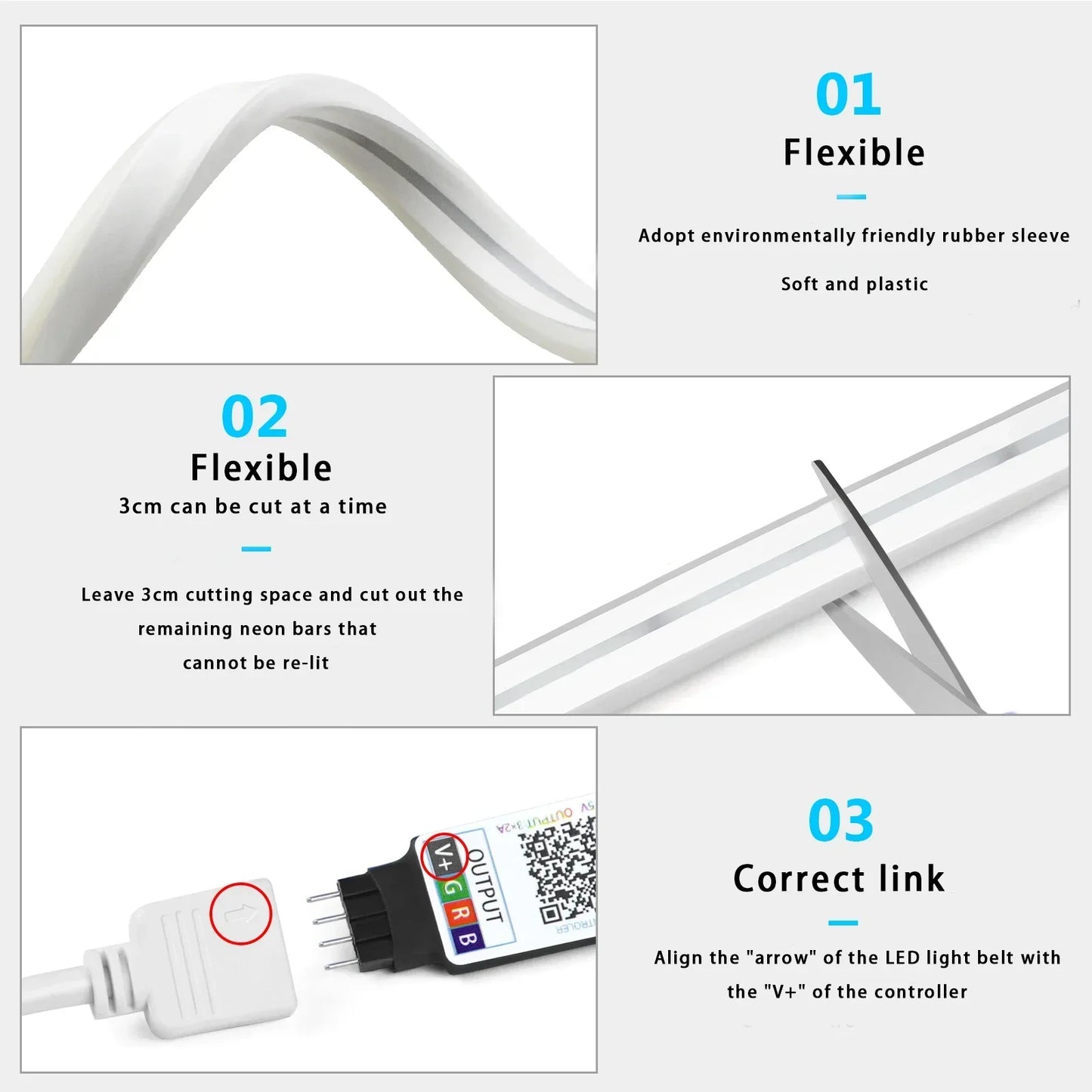 1-5m USB LED Strip Light RGB Neon Waterproof Flexible Ribbon Tape Bluetooth App Remote Control Home Room Decoration Music Sync