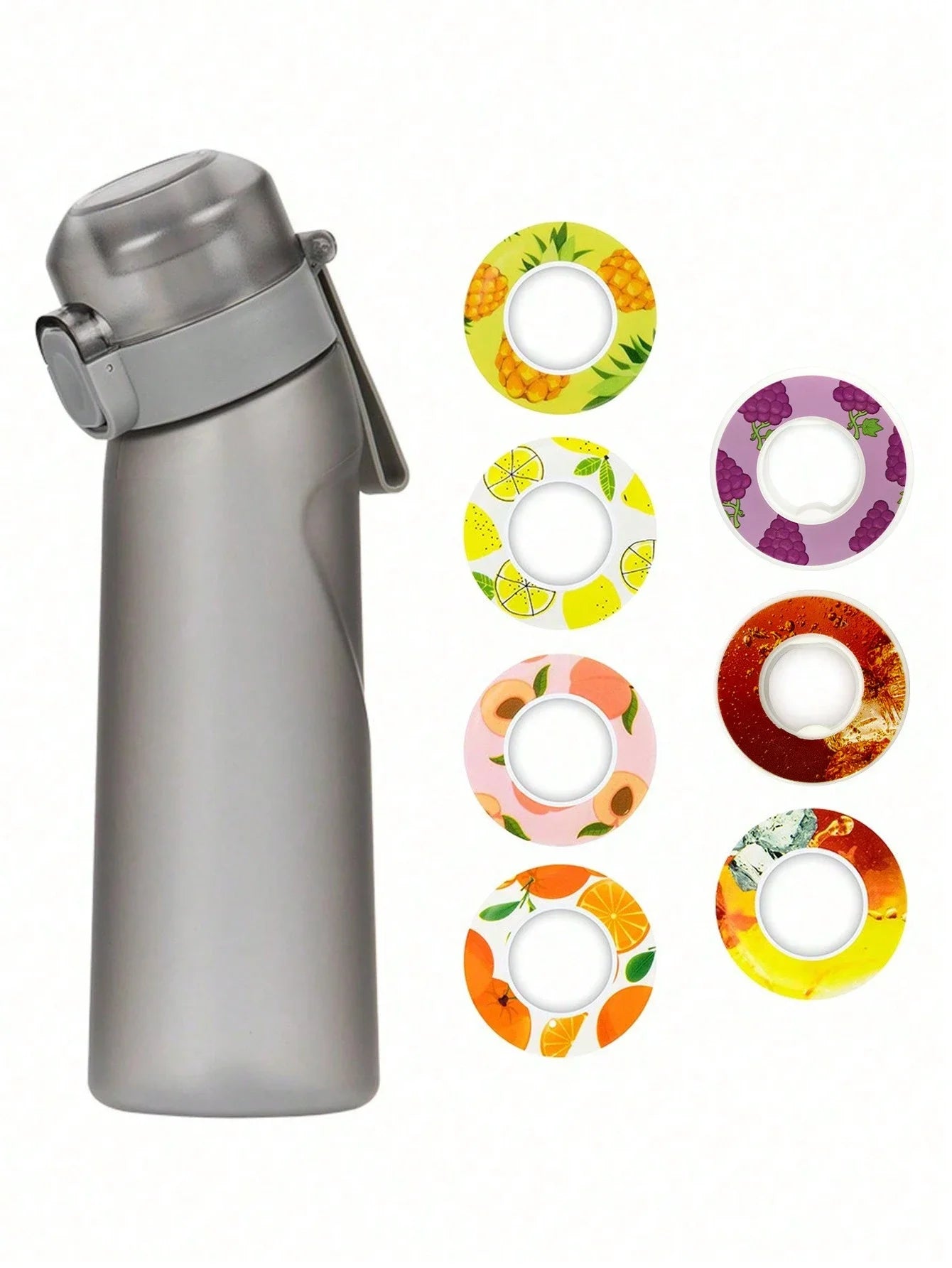1pc Air Water Bottle With 1pc Random Round Shape Flavor Pod Sports Straw Plastic Cup Leak Proof Outdoor Travel Sports Bottles