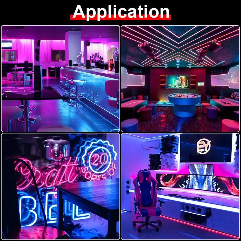 1-5m USB LED Strip Light RGB Neon Waterproof Flexible Ribbon Tape Bluetooth App Remote Control Home Room Decoration Music Sync