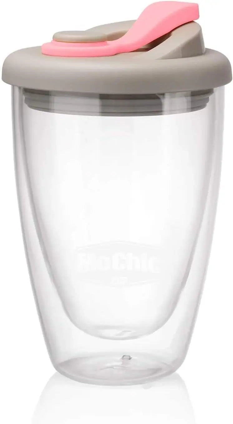 Double Wall Glass Cups with Lid, Reusable Insulated Tea Mug, Dishwasher Safe, Eco Friendly, Coffee Travel Mugs, Dishwasher Safe