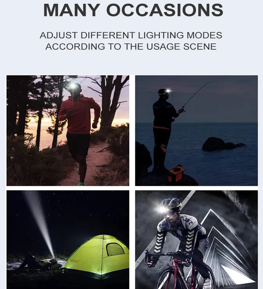 9 Led Strong Light Headlamp USB Rechageable Motion Sensor Headlight Portable Fishing Camping Outdoor Head Lamp Work Flashlight