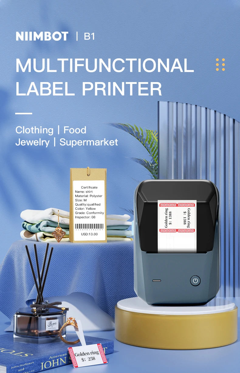 Niimbot B1 Mini Portable Thermal Printer Self-Adhesive Sticker Label Maker Pocket Printer Labeling Machine Bluetooth Niimbot B1