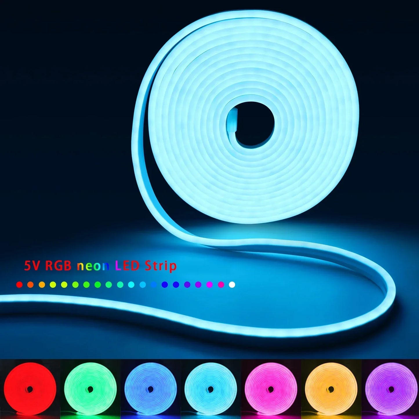 1-5m USB LED Strip Light RGB Neon Waterproof Flexible Ribbon Tape Bluetooth App Remote Control Home Room Decoration Music Sync