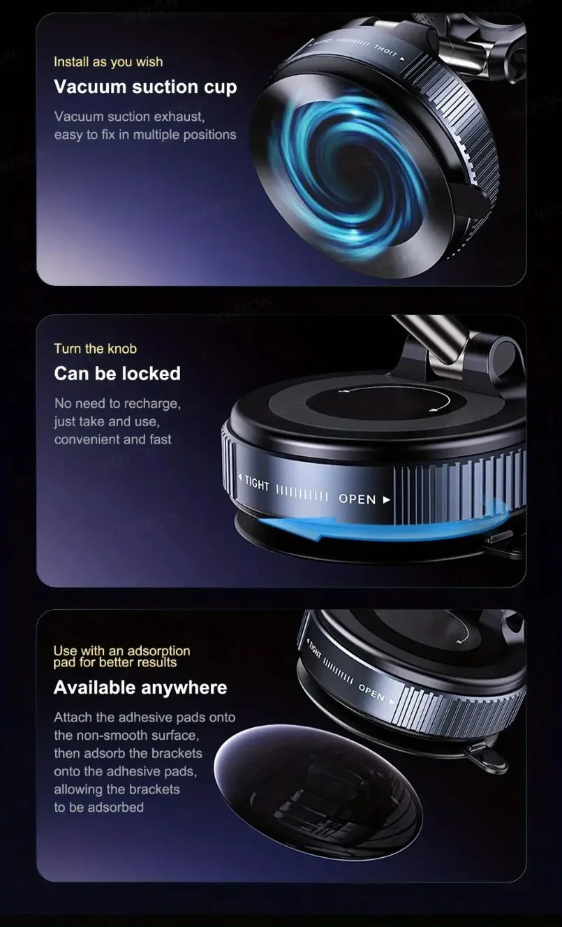 Magnetic Car Phone Holder 360° Rotation Folding With Vacuum Suction Cup. Car/Gym/Driving Phone Holder